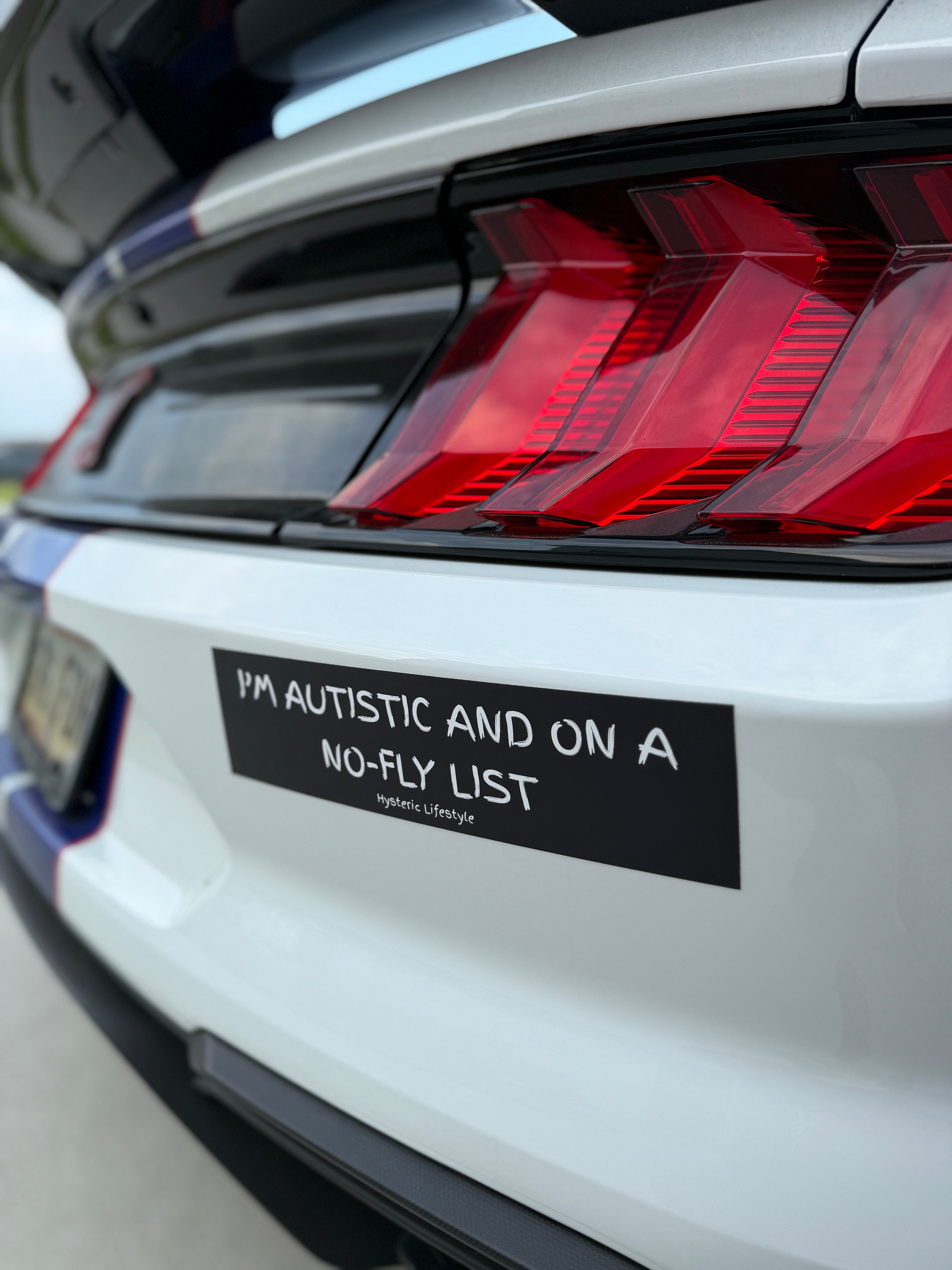 "I'M AUTISTIC AND ON A NO-FLY LIST" Bumper Sticker (15" x 3.75")